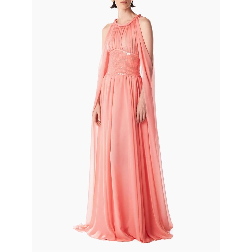 Ozgur Masur Embellished Chiffon Cape Gown Size 38 (6) $1858